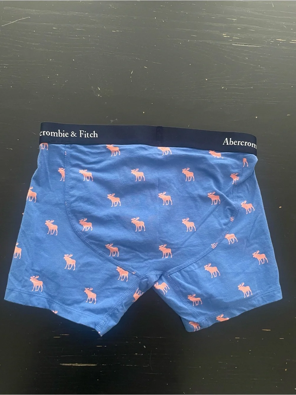 Abercrombie & Fitch Blue Boxer Briefs with Pink Moose Print